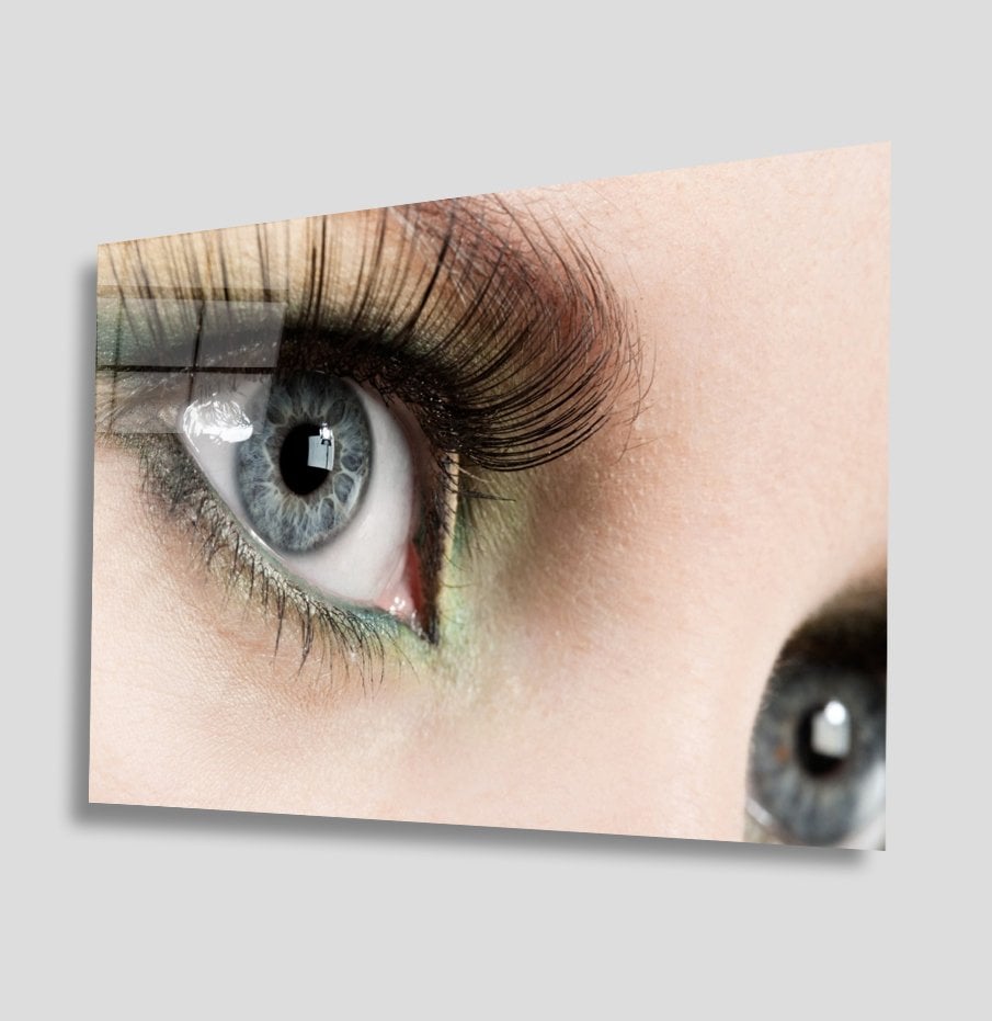 Kadınlar Göz Cam Tablo  4mm Dayanıklı Temperli Cam, Women Eye Glass Wall Art