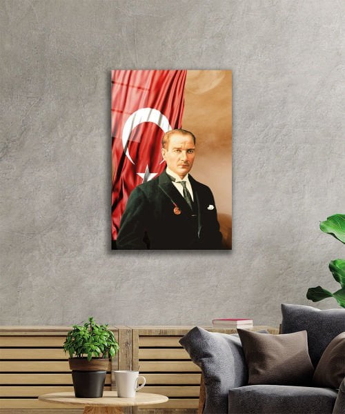 Atatürk Cam Tablo 4mm Dayanıklı Temperli Cam, Atatürk Glass Wall Art