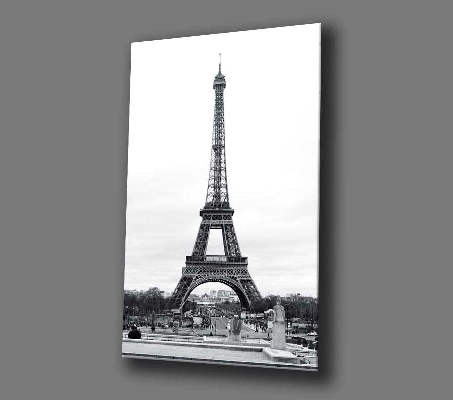 idealizbiz  Siyah Beyaz  Eyfel Kulesi Tablo 4mm Dayanıklı Temperli Cam