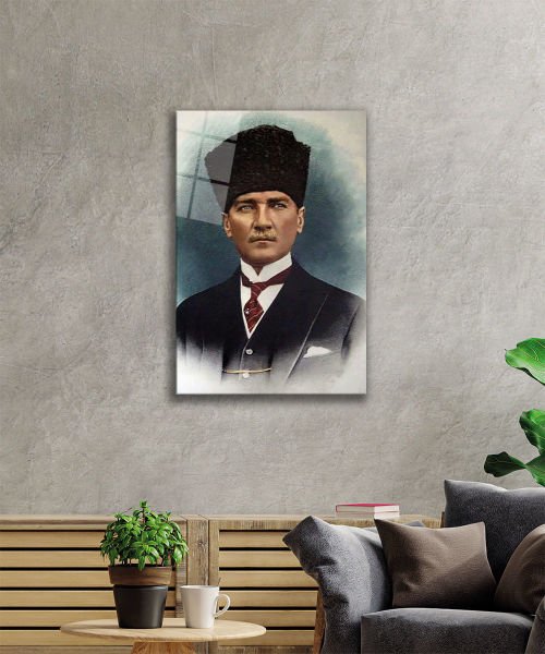 Atatürk Cam Tablo 4mm Dayanıklı Temperli Cam, Atatürk Glass Wall Art