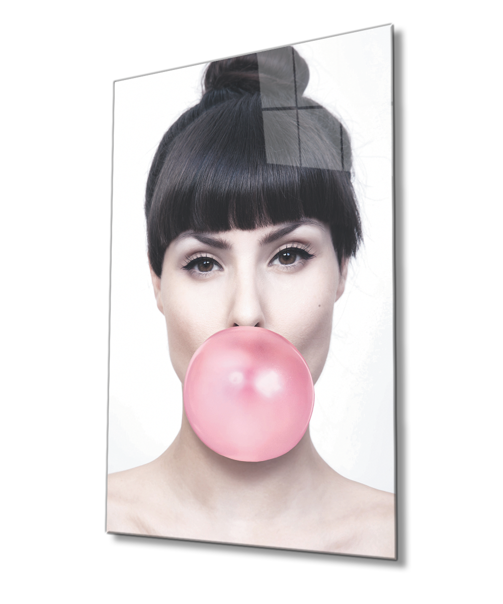 Sakızlı Kadın Cam Tablo  4mm Dayanıklı Temperli Cam, Gummy Woman Glass Wall Art