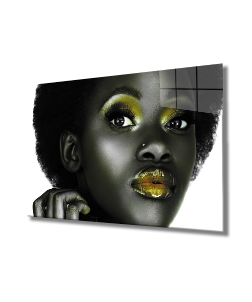 Kadınlar Afrika Kreliçesi Cam Tablo  4mm Dayanıklı Temperli Cam, Women Reina Africana Glass Wall Art