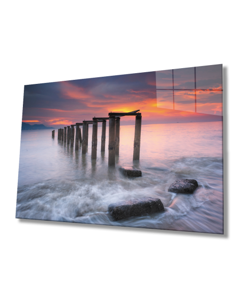 Gün Batımı Deniz  Cam Tablo  4mm Dayanıklı Temperli Cam Sunset Sea Glass Table 4mm Durable Tempered Glass
