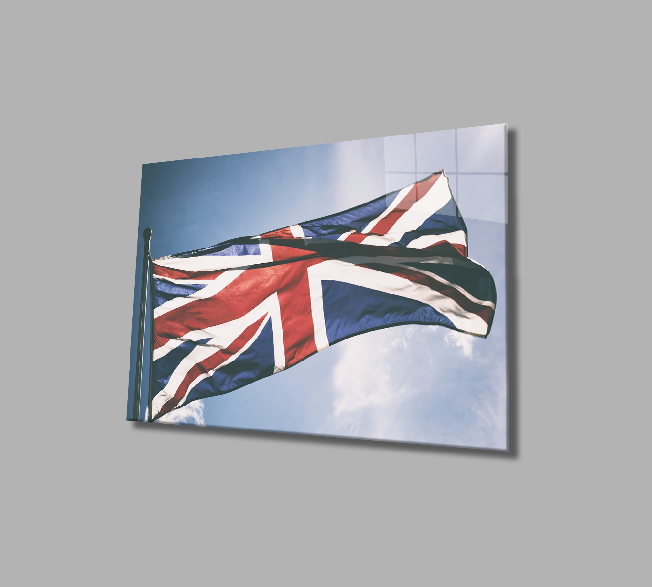 Birleşik Krallık Bayrağı Cam Tablo  4mm Dayanıklı Temperli Cam,United Kingdom Flag Glass Wall Art