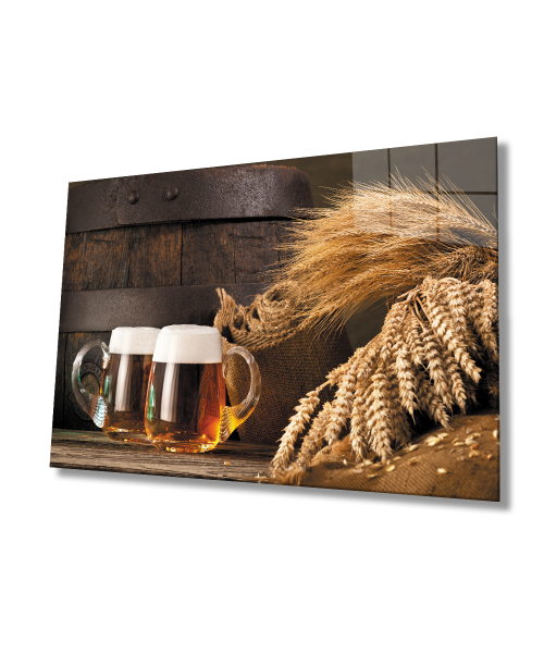 Bira Cam Tablo  4mm Dayanıklı Temperli Cam  Beer Glass Wall Art