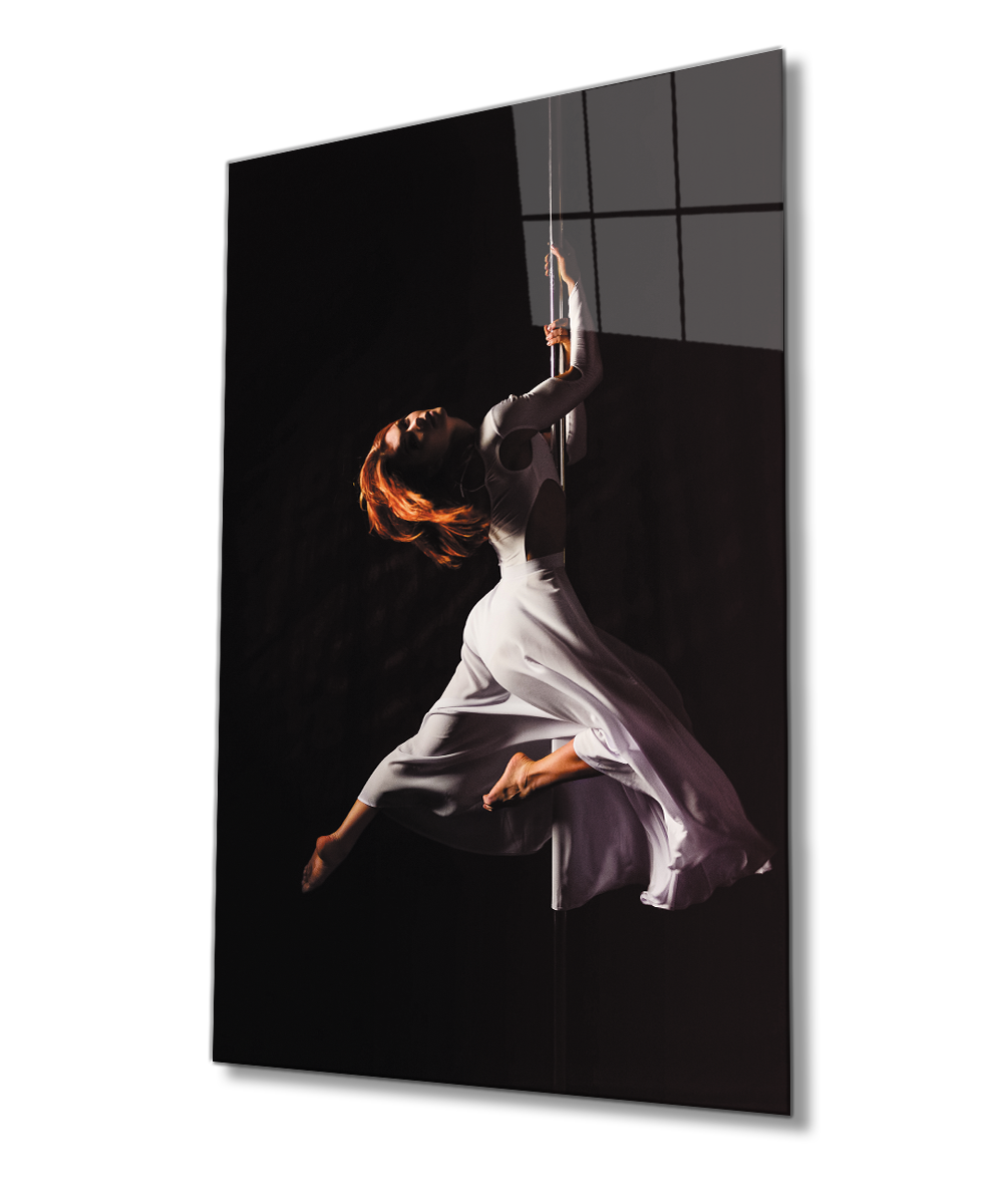 Kadınlar Direk Dansı Cam Tablo  4mm Dayanıklı Temperli Cam, Women Pole Dance Glass Wall Art
