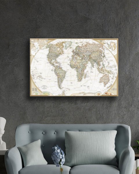 Dünya Haritası 4mm Temperli Cam Tablo , World Map