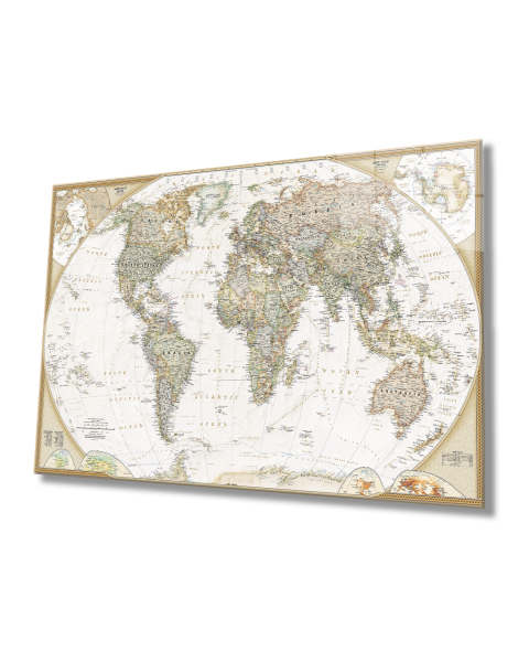 Dünya Haritası 4mm Temperli Cam Tablo , World Map