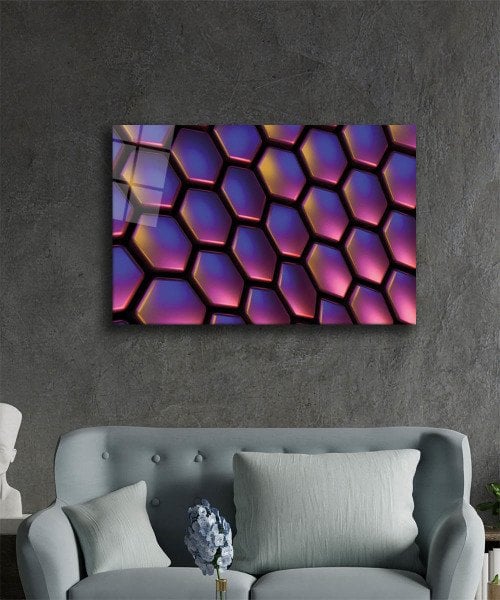 Geometrik Mimari Cam Tablo  4mm Dayanıklı Temperli Cam, Geometric Architecture Glass Wall Decor