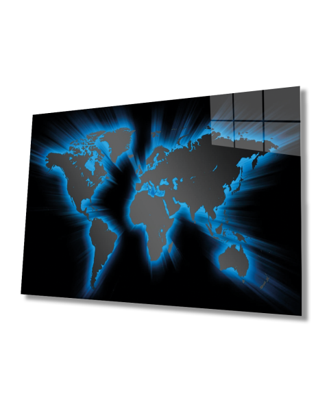 Dünya Haritası 4mm Dayanıklı Cam Tablo Temperli Cam, Old World Map