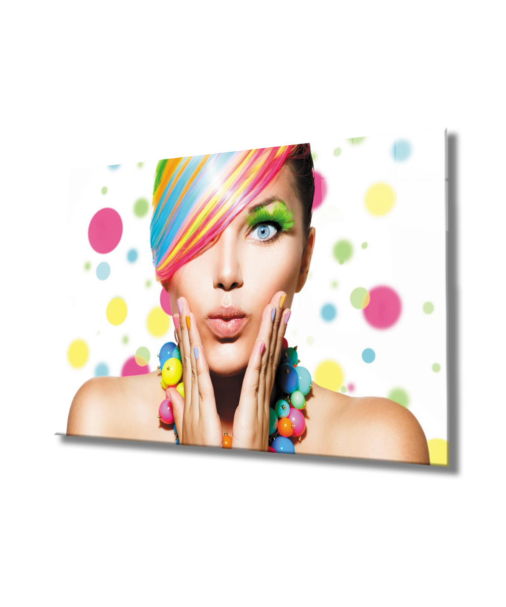 Kadınlar Rengarenk Cam Tablo  4mm Dayanıklı Temperli Cam, Women  Colorful Glass Wall Art