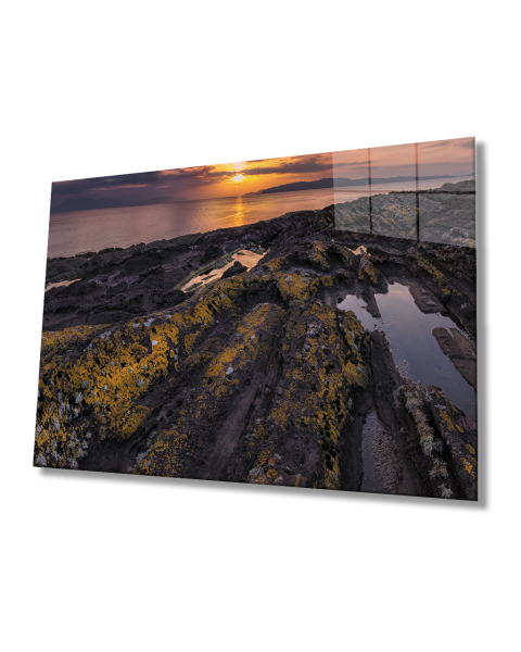 Gün Batımı Manzara Cam Tablo  4mm Dayanıklı Temperli Cam Sunset Landscape Glass Table 4mm Durable Tempered Glass