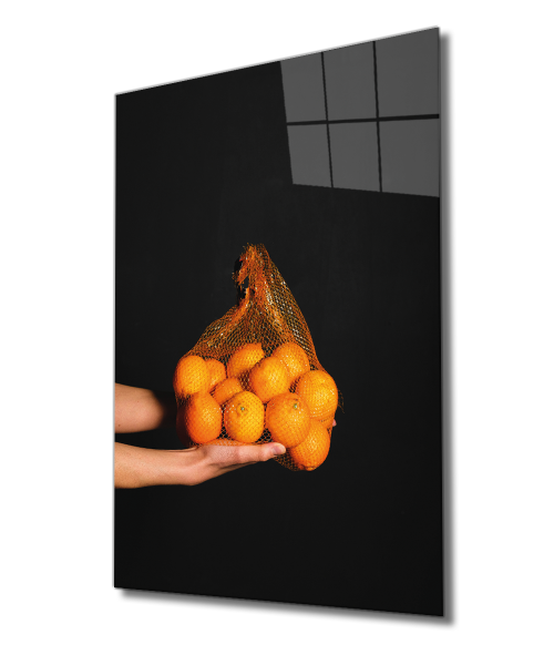 Portakal Cam Tablo  4mm Dayanıklı Temperli Cam, Orange Wall Art