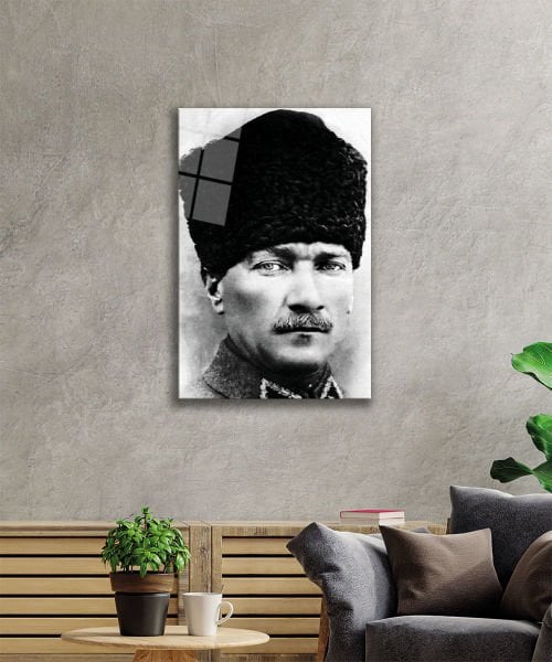 Atatürk Cam Tablo 4mm Dayanıklı Temperli Cam, Atatürk Glass Wall Art