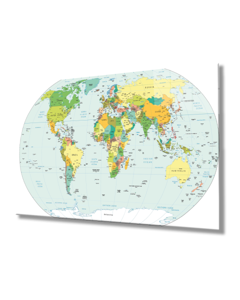 Dünya Haritası 4mm Dayanıklı Cam Tablo Temperli Cam, World Map