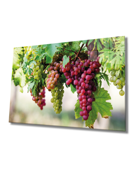 Üzüm Cam Tablo  4mm Dayanıklı Temperli Cam, Grape Glass Wall Art