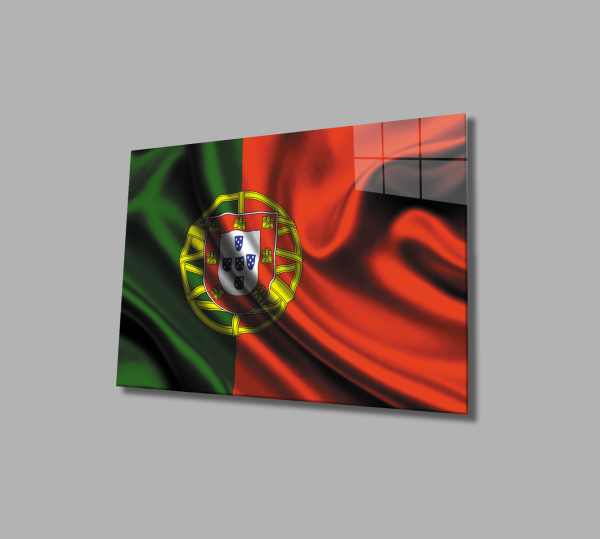 Portekiz Bayrağı Cam Tablo  4mm Dayanıklı Temperli Cam, Portugal Flag Glass Wall Art