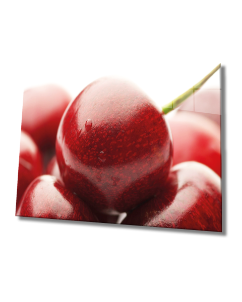 Kiraz Cam Tablo  4mm Dayanıklı Temperli Cam, Cherry Glass Wall Art