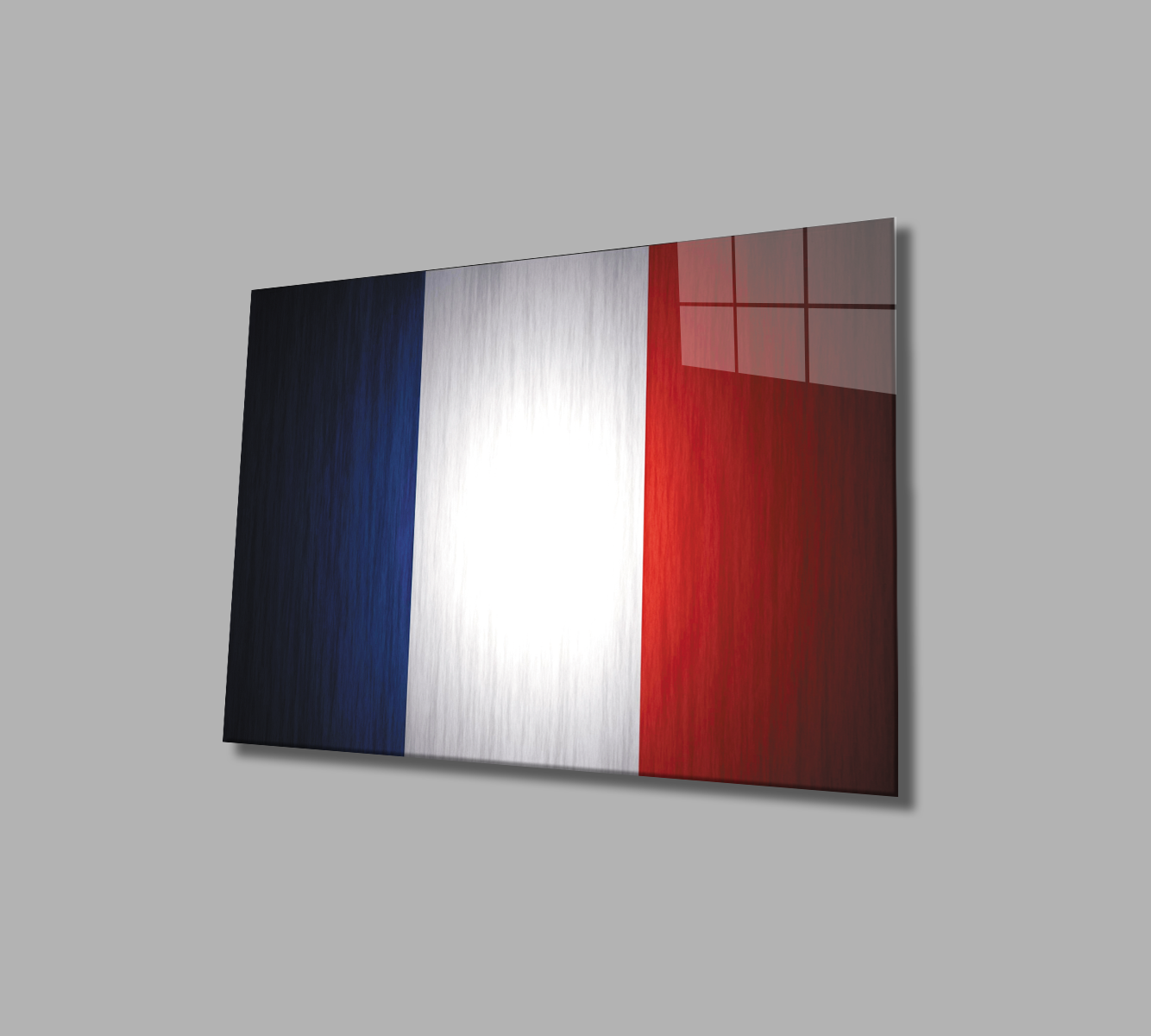 Fransa Bayrağı Cam Tablo  4mm Dayanıklı Temperli Cam, France Flag Glass Wall Art