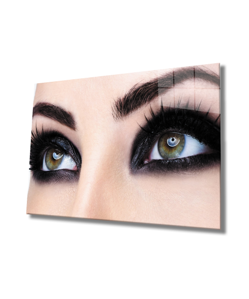 Kadınlar Buğulu Göz Cam Tablo  4mm Dayanıklı Temperli Cam, Women  Misty Eye Glass Wall Art