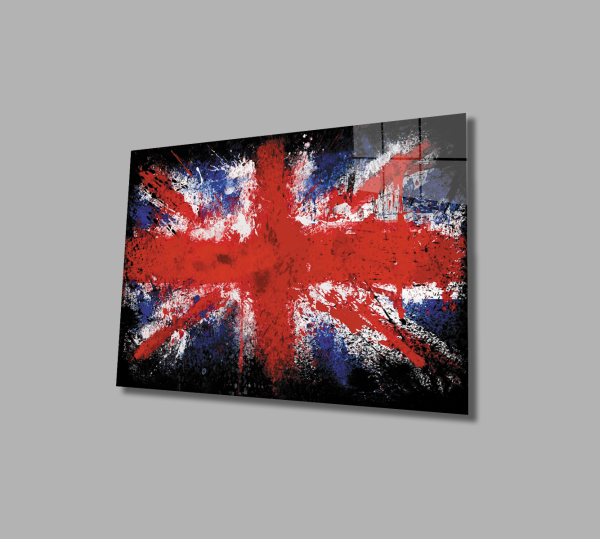 Birleşik Krallık Bayrağı Cam Tablo  4mm Dayanıklı Temperli Cam,United Kingdom Flag Glass Wall Art