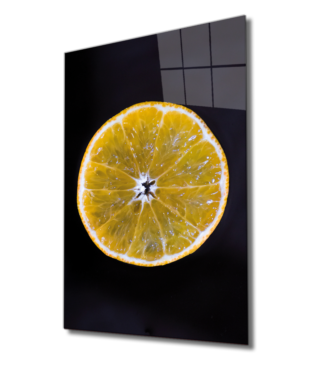 Sarı Limon Cam Tablo  4mm Dayanıklı Temperli Cam, Yellow Lemon Glass Wall Decor