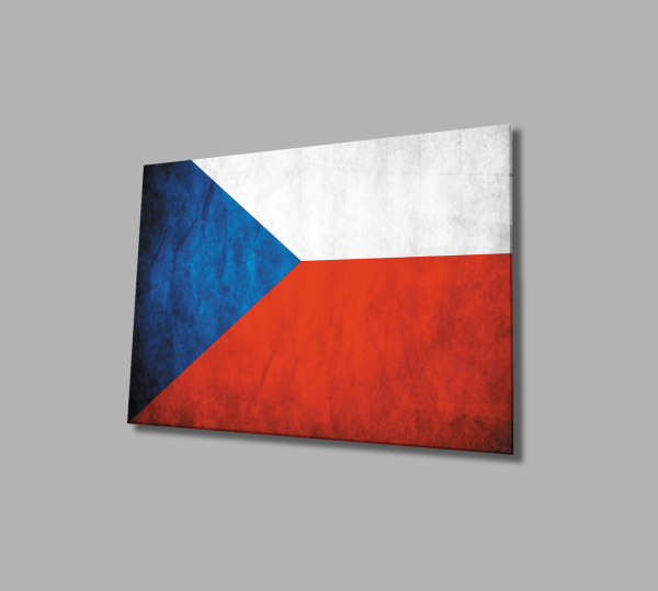 Çek Cumhuriyeti  Bayrağı Cam Tablo  4mm Dayanıklı Temperli Cam, Czech Republic Flag Glass Wall Art