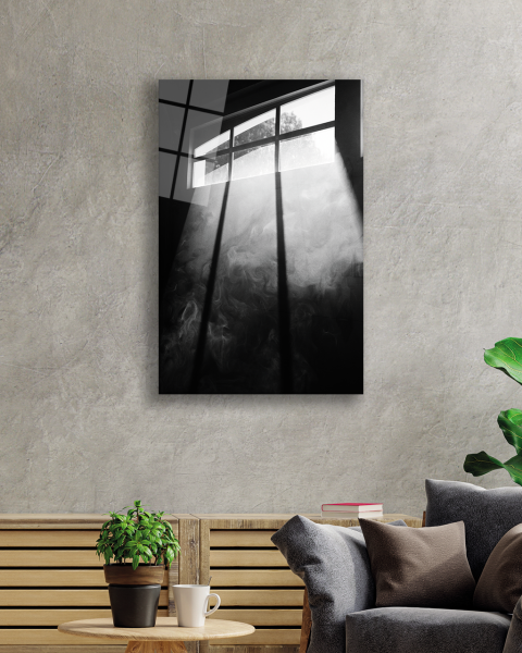 Siyah Beyaz Pencere Cam  Tablo 4mm Dayanıklı Temperli Cam Black and White Window Picture Glass Painting