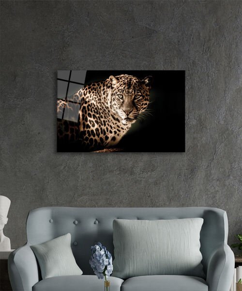 Leopar Hayvan 4mm Dayanıklı  Cam Tablo Temperli Cam, Leopard Glass Wall Decor