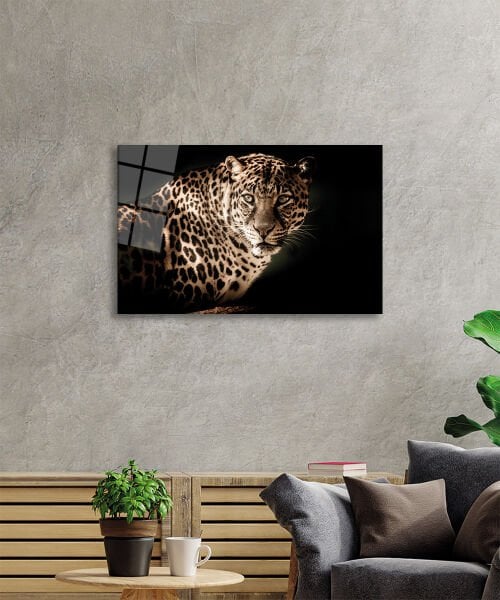 Leopar Hayvan 4mm Dayanıklı  Cam Tablo Temperli Cam, Leopard Glass Wall Decor