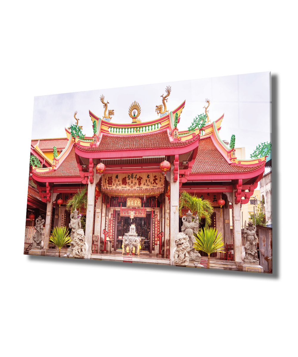 Tapınak Cam Tablo  4mm Dayanıklı Temperli Cam, Temple Glass Wall Decor