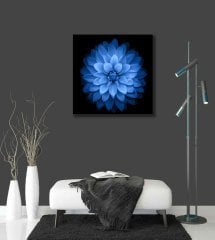 Mavi Çiçek Uv Baskılı Cam Tablo 4mm Dayanıklı Temperli Cam 50x50 Cm