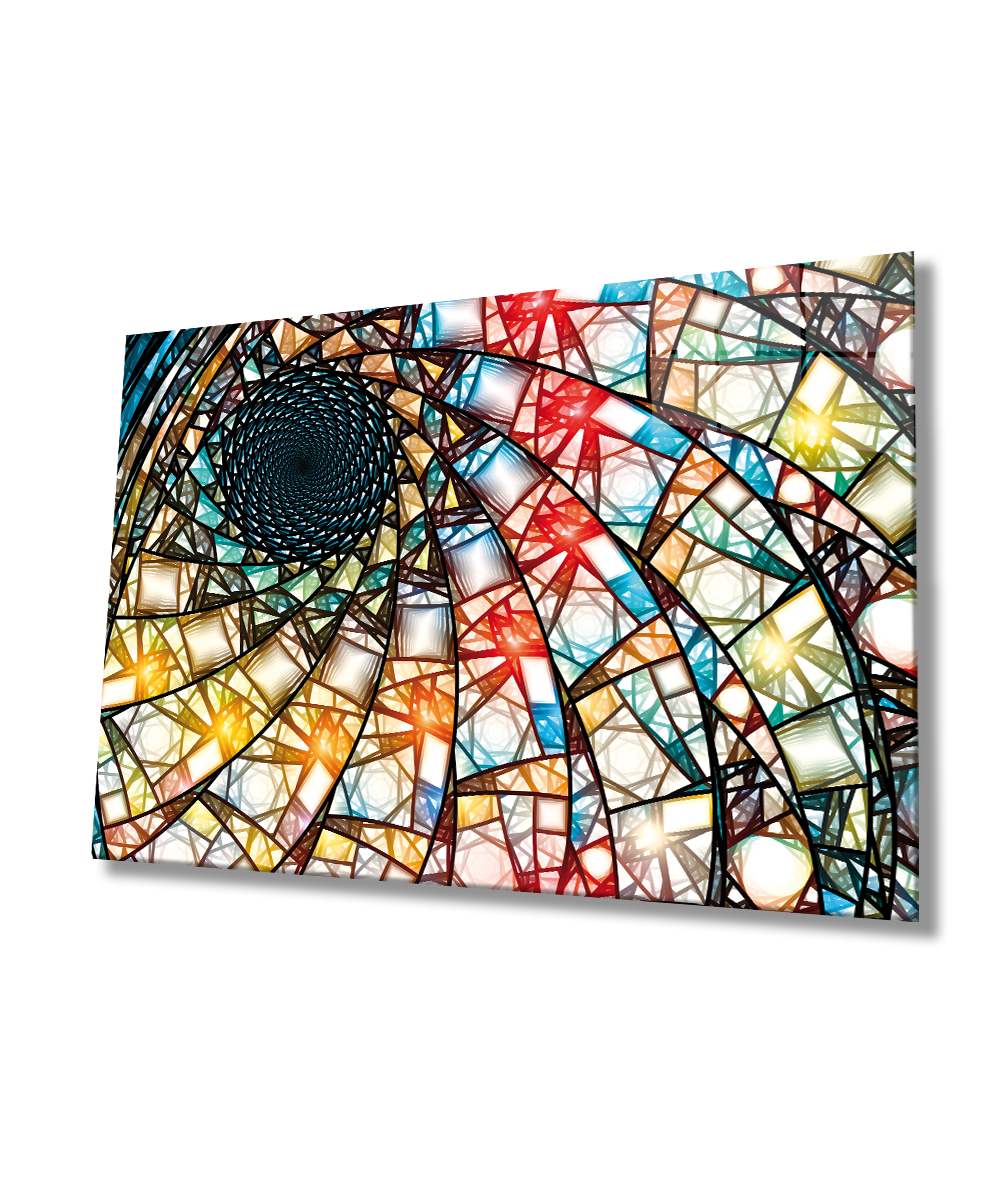 Renkli Soyut 4mm Dayanıklı Cam Tablo Temperli Cam, Colourful Abstract Glass Wall Decor