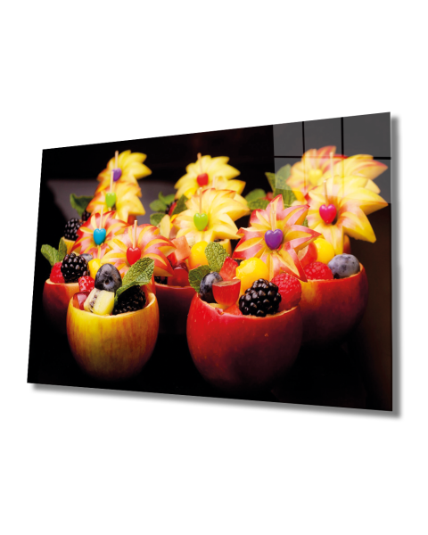 Taze Meyveler Cam Tablo  4mm Dayanıklı Temperli Cam, Fresh Fruits Glass Wall Hanging