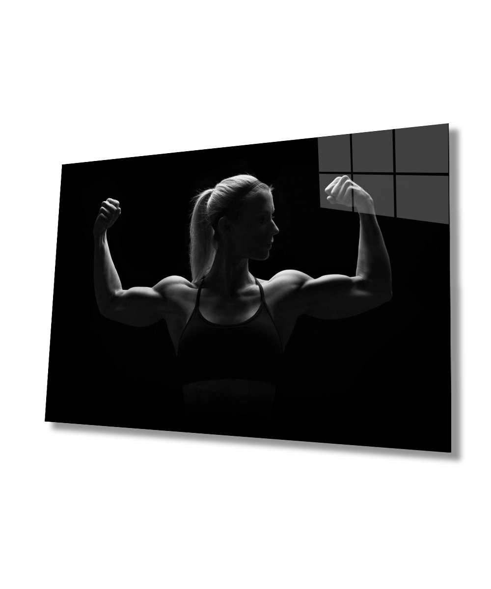 Spor Fitnes Cam Tablo  4mm Dayanıklı Temperli Cam Sports Fitness Glass Wall Art