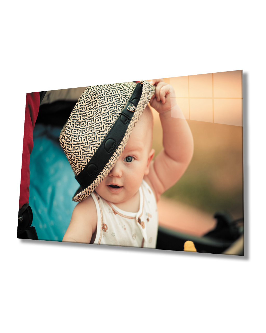 Şapkalı Bebek Cam Tablo  4mm Dayanıklı Temperli Cam Baby Glass Table With Hat 4mm Durable Tempered Glass
