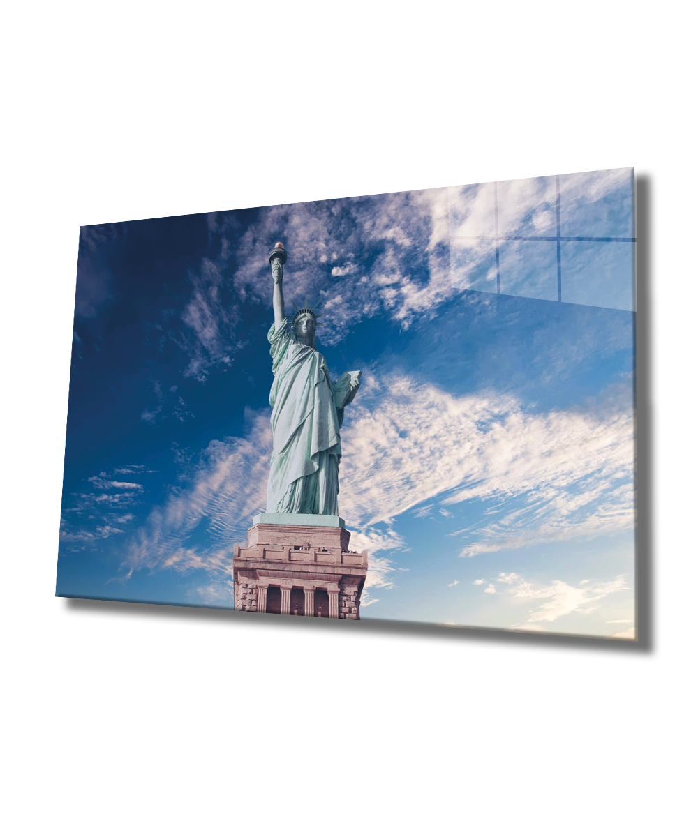 Özgürlük Heykeli Cam Tablo  4mm Dayanıklı Temperli Cam, Statue of Liberty Glass Wall Decor
