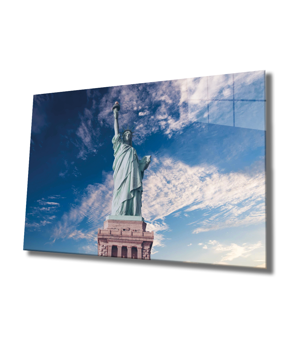 Özgürlük Heykeli Cam Tablo  4mm Dayanıklı Temperli Cam, Statue of Liberty Glass Wall Decor