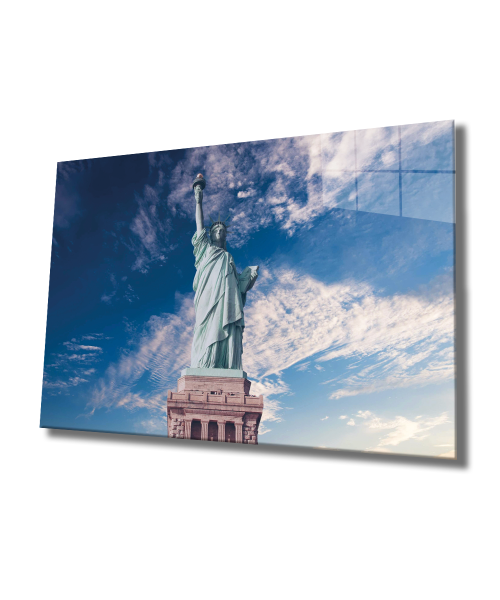 Özgürlük Heykeli Cam Tablo  4mm Dayanıklı Temperli Cam, Statue of Liberty Glass Wall Decor
