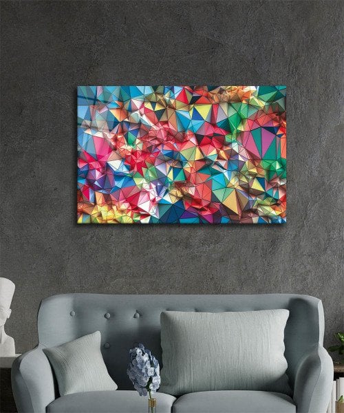 Renkli Soyut 4mm Dayanıklı  Cam Tablo Temperli Cam, Colourful Abstract Glass Wall Decor