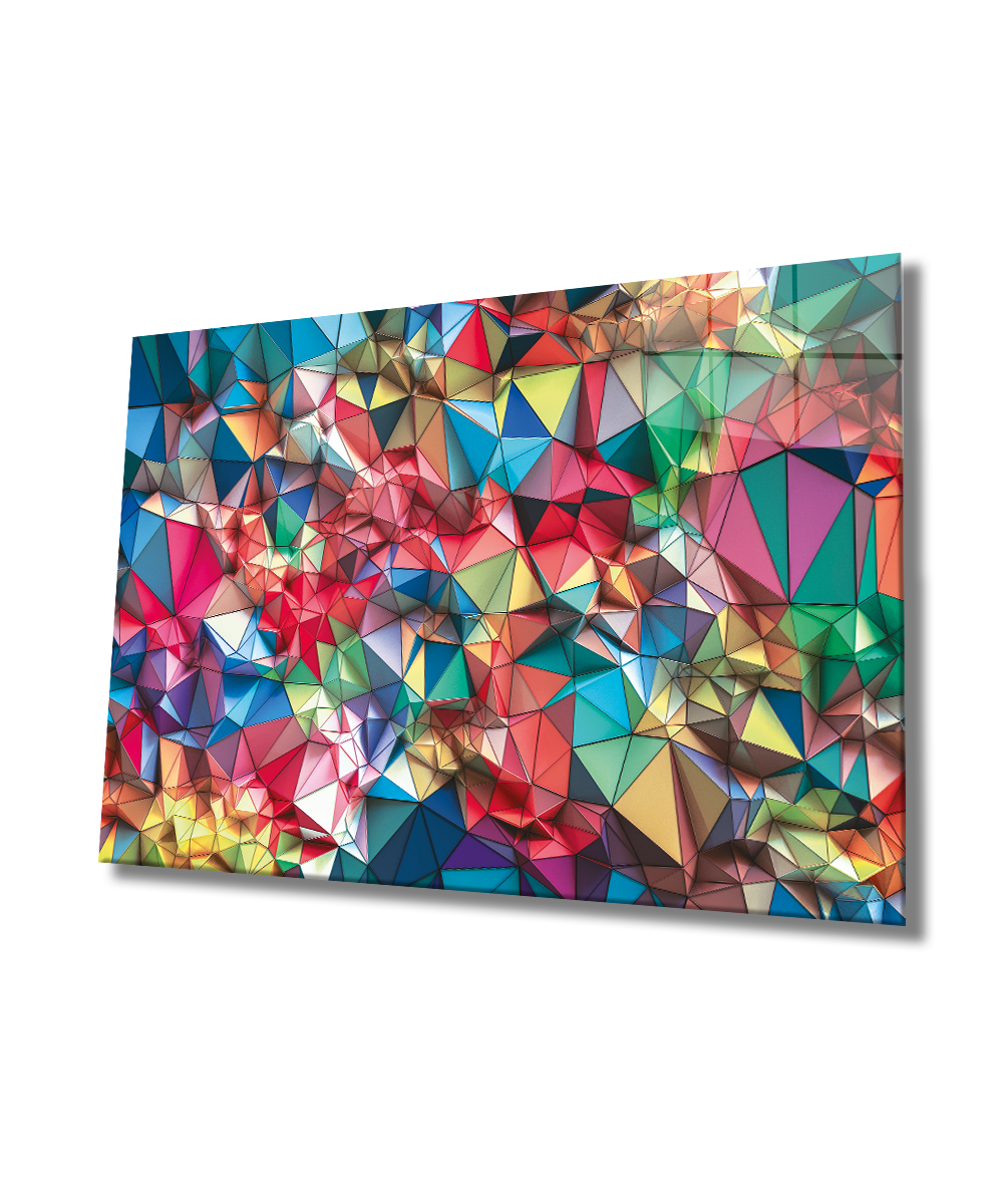 Renkli Soyut 4mm Dayanıklı  Cam Tablo Temperli Cam, Colourful Abstract Glass Wall Decor