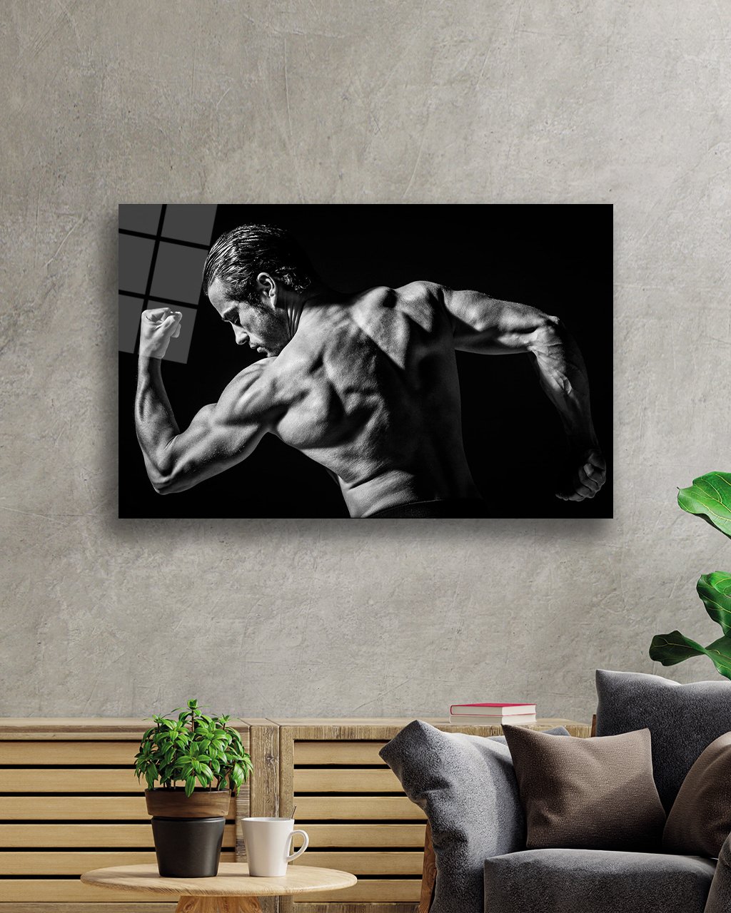 Spor Fitnes Cam Tablo  4mm Dayanıklı Temperli Cam Sports Fitness Glass Wall Art