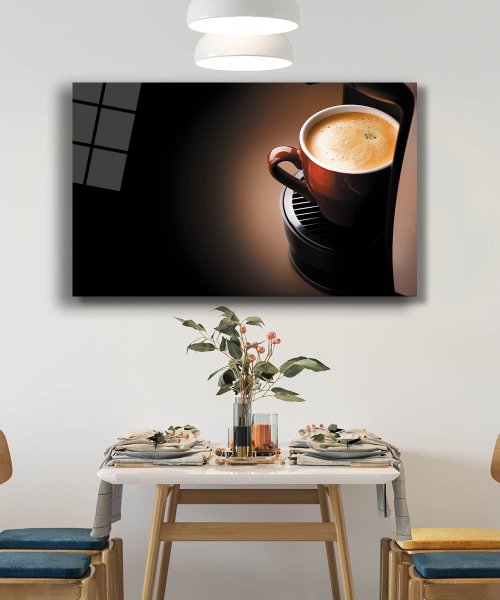 Kahve  Cam Tablo  4mm Dayanıklı Temperli Cam Coffee Glass Wall Art