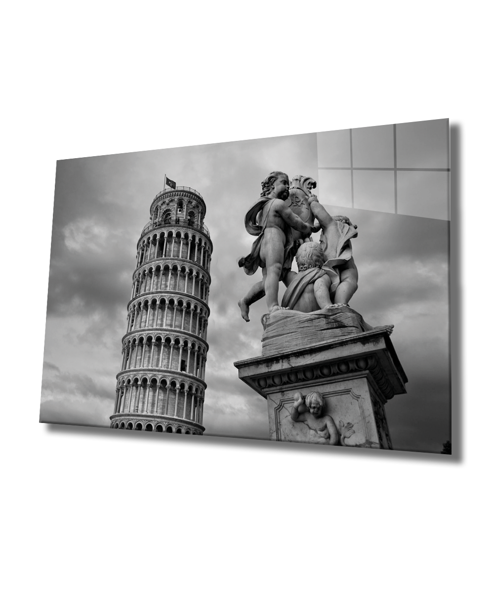 Pisa Cam Tablo  4mm Dayanıklı Temperli Cam, Pisa Glass Wall Decor
