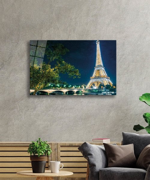 Eyfel Kulesi Cam Tablo  4mm Dayanıklı Temperli Cam, Eiffel Tower Glass Wall Decor