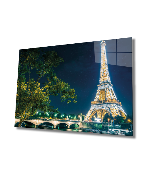 Eyfel Kulesi Cam Tablo  4mm Dayanıklı Temperli Cam, Eiffel Tower Glass Wall Decor