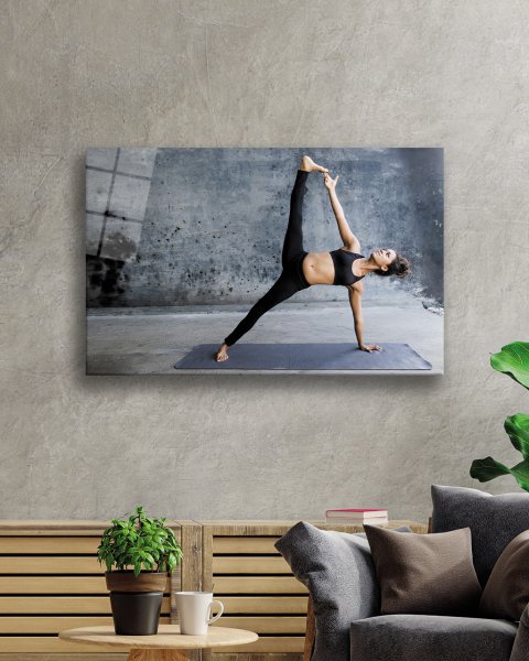 Spor Fitnes Cam Tablo  4mm Dayanıklı Temperli Cam Sports Fitness Glass Wall Art