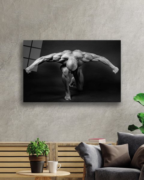 Spor Fitnes Cam Tablo  4mm Dayanıklı Temperli Cam Sports Fitness Glass Wall Art