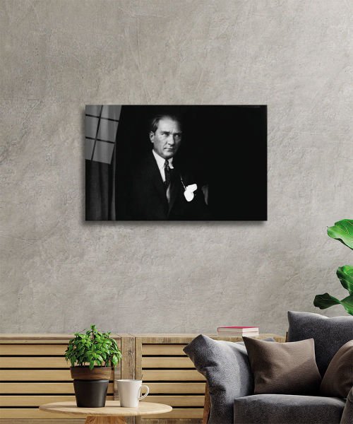 Atatürk Cam Tablo 4mm Dayanıklı Temperli Cam, Atatürk Glass Wall Art