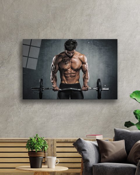 Spor Fitnes Cam Tablo  4mm Dayanıklı Temperli Cam Sports Fitness Glass Wall Art